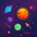 Galaxy or space with planets and spaceship, comet Royalty Free Stock Photo