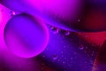 Space or planets universe cosmic abstract purple background. Abstract molecule atom sctructure. Water bubbles. Macro shot of air o