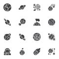 Space planets vector icons set Royalty Free Stock Photo