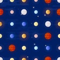 Space print. Seamless vector pattern. Different colored planets of the Solar system and stars. Royalty Free Stock Photo