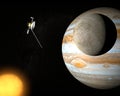 Space Probe Voyager And Jupiter's Moon Europa