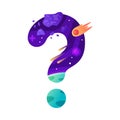 Space Question Mark as Punctuation Sign with Comet and Starry Sky Vector Illustration Royalty Free Stock Photo