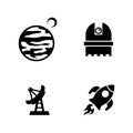 Space Research. Simple Related Vector Icons