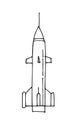 Space rocket. Beautiful space object. Simple doodle drawing in childish style. Nuclear bomb. Outline sketch. Hand