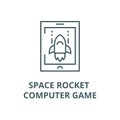 Space rocket computer game vector line icon, linear concept, outline sign, symbol