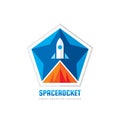 Space rocket - concept logo template vector illustration. Abstract creative sign. Progress start-up icon. Graphic design element. Royalty Free Stock Photo