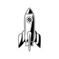 space rocket drawn isolated icon