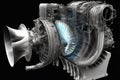 Space rocket engine in full test throttle. Generative Ai Royalty Free Stock Photo