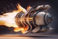 Space rocket engine in full test throttle. Generative Ai Royalty Free Stock Photo