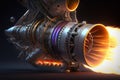 Space rocket engine in full test throttle. Generative Ai