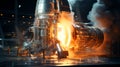 A space rocket engine making process view Royalty Free Stock Photo