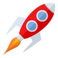 Space Rocket Flat Icon Isolated on White Royalty Free Stock Photo