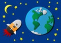 A space rocket is flying home - to planet Earth Royalty Free Stock Photo