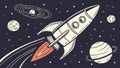 Space Rocket Flying Past Planets and Stars for Exploration Vector, vector design Generative AI Royalty Free Stock Photo