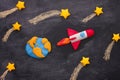 Space Rocket Flying Through The Shooting Stars Royalty Free Stock Photo