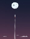 Space rocket flying to the moon. Adventure poster Royalty Free Stock Photo