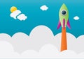 Space rocket flying in space. Vector illustration decorative design Royalty Free Stock Photo