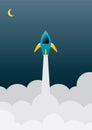 Space rocket flying in space. Vector illustration decorative design Royalty Free Stock Photo