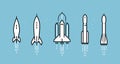 Space rocket icon set. Spacecraft launch vector illustration