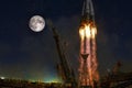 Space rocket launch earth spaceship moon. Royalty Free Stock Photo