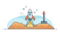 Space Rocket Launch Pad Vector, vector design Generative AI Royalty Free Stock Photo
