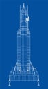 Space Rocket on launch pad. Vector rendering of 3d Royalty Free Stock Photo