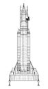 Space Rocket on launch pad. Vector rendering of 3d Royalty Free Stock Photo