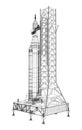 Space Rocket on launch pad. Vector rendering of 3d Royalty Free Stock Photo