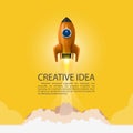 Space rocket launch. Rocket background, Rocket product cover, Startup creative idea, Vector illustration