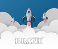 Space rocket launch. Start up concept flat style. vector illustration. Royalty Free Stock Photo