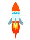 Space rocket launch. Start up concept flat style. Vector illustration. Can be used for presentation, web page, booklet Royalty Free Stock Photo