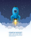 Space rocket launch, Startup creative idea, Rocket background, Vector illustration