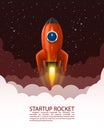 Space rocket launch, Startup creative idea, Rocket background, Vector illustration