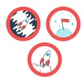 Space rocket launch. Vector illustration. Icons set. Royalty Free Stock Photo