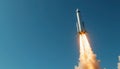 Space Rocket Launching into Blue Sky Royalty Free Stock Photo