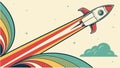 Space Rocket Launching with Dynamic Rainbow Tail, vector design Generative AI Royalty Free Stock Photo