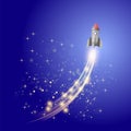 Space Rocket. Launching Spacecraft. Royalty Free Stock Photo