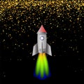 Space Rocket. Launching Spacectaft. Royalty Free Stock Photo