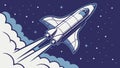 Space Rocket Launching into Starry Night Sky Vector, vector design Generative AI Royalty Free Stock Photo