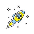 Space rocket line icon