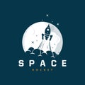 Space Rocket Logo Design, Space Vehicle Technology Vector, Simple Templet Modern Illustration Royalty Free Stock Photo