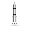 Space rocket mockup realistic 3d vector model isolated on white background, launch of a multistage rocketship