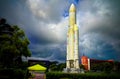 Space rocket monument inside Guiana Space Centre, Kourou, French Guiana Royalty Free Stock Photo