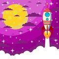 Space Rocket , moon in the starry sky with space Royalty Free Stock Photo