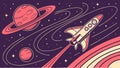 Space Rocket with Planets and Star Trails, vector design Generative AI Royalty Free Stock Photo