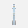 Space rocket. Realistic 3d spaceship missile. Template spacecraft for cosmos exploration travel
