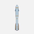 Space rocket. Realistic 3d spaceship missile. Template spacecraft for cosmos exploration travel