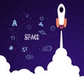 Space rocket. Science and shuttle,Planets in orbit and space, startup business. Royalty Free Stock Photo
