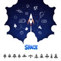 Space rocket. Science and shuttle,Planets in orbit and space, startup business. Royalty Free Stock Photo