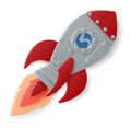 Space Rocket Ship Cartoon Paper Craft Style